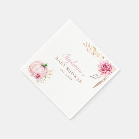 Serviette En Papier Rustique automne boho Citrouille bébé Fille douche (Coin)