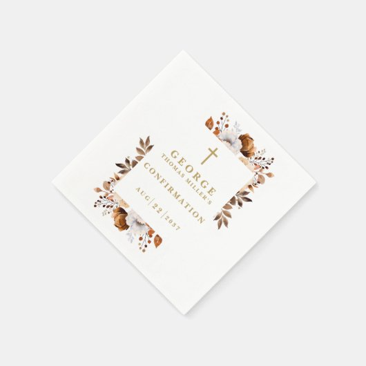 Serviette En Papier Rustique Automne Botanique Moderne Confirmation (Coin)