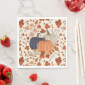 Serviette En Papier Rustique Automne Citrouille Feuille Fleur sauvage (En situation)