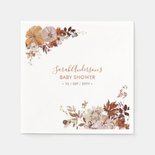 Serviette En Papier Rustique Automne Floral Citrouille Baby shower ser