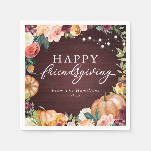 Serviette En Papier Rustique Automne Floral Friendsgiving Dîner Napkin (Devant)