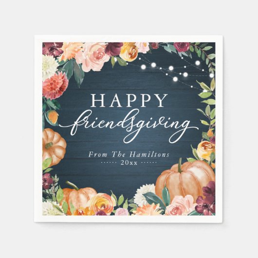 Serviette En Papier Rustique Automne Floral Friendsgiving Dîner Napkin (Devant)