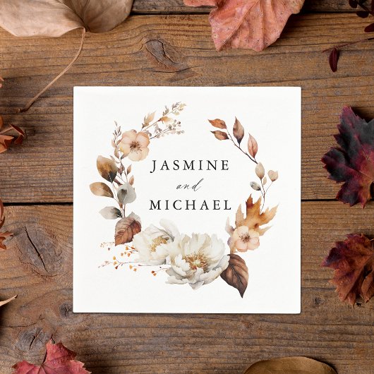 Serviette En Papier Rustique Automne Floral Mariage
