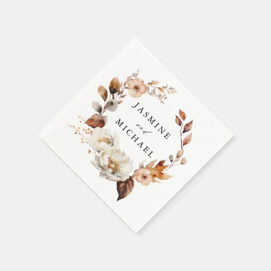Serviette En Papier Rustique Automne Floral Mariage (Coin)