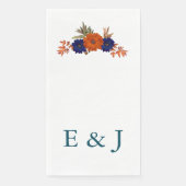 Serviette En Papier Rustique Automne Orange Navy Bleu Floral Mariage (Devant)