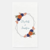 Serviette En Papier Rustique Automne Orange Navy Bleu Floral Mariage (Devant)