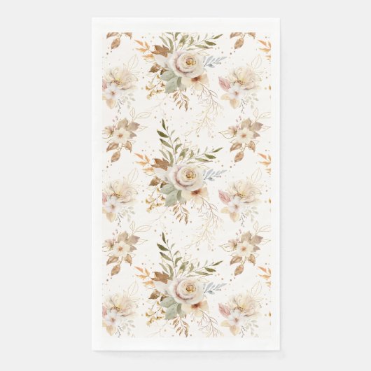 Serviette En Papier Rustique Automne Rose Aquarelle Botanique (Devant)
