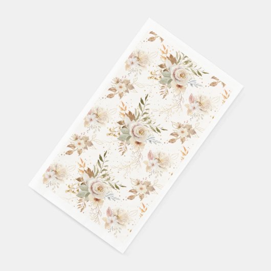 Serviette En Papier Rustique Automne Rose Aquarelle Botanique (Coin)