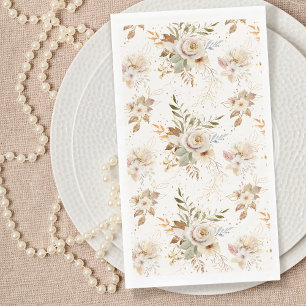 Serviette En Papier Rustique Automne Rose Aquarelle Botanique