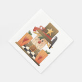 Serviette En Papier Rustique automne Scarecrow avec Citrouilles et Cor (Coin)