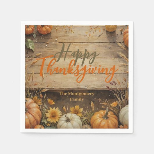 Serviette En Papier Rustique Automne Style Ferme Thanksgiving (Devant)