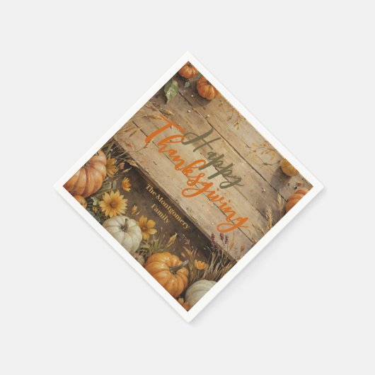 Serviette En Papier Rustique Automne Style Ferme Thanksgiving (Coin)