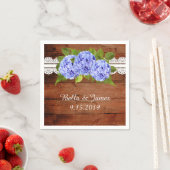 Serviette En Papier Rustique Blue Hydrangea Mariage Collection Napkins (En situation)