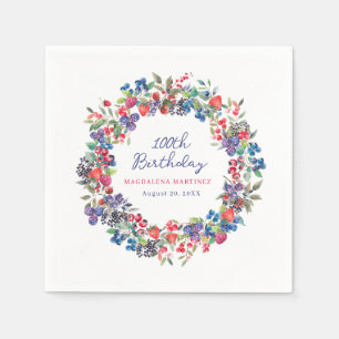 Serviette En Papier Rustique Boho Berry été Custom 100e anniversaire