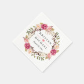 Serviette En Papier Rustique Boho Feather Floral Wreath Wedding Party (Coin)