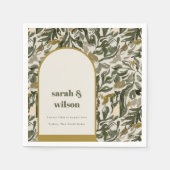 Serviette En Papier Rustique Boho Retro Arch Mariage botanique vert (Devant)