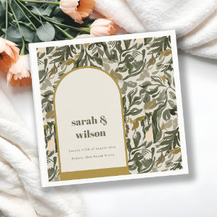 Serviette En Papier Rustique Boho Retro Arch Mariage botanique vert