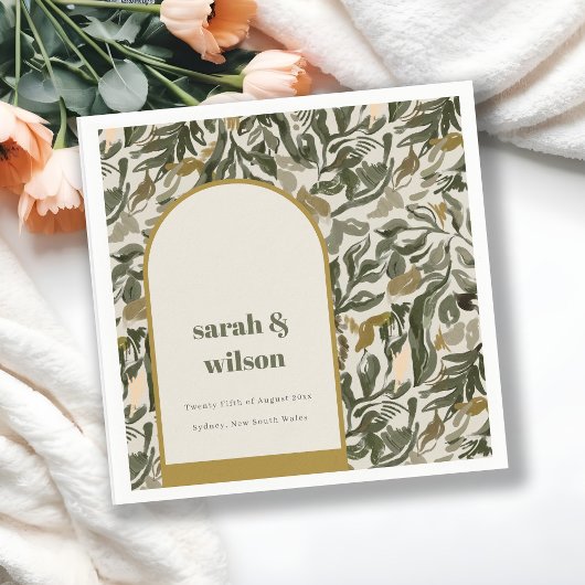 Serviette En Papier Rustique Boho Retro Arch Mariage botanique vert