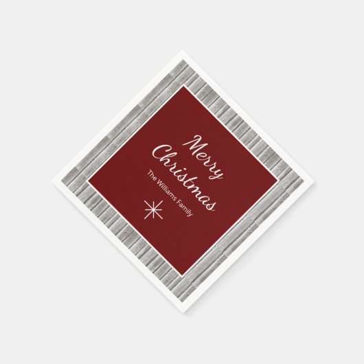 Serviette En Papier Rustique Bois Famille Simple Noël (Coin)