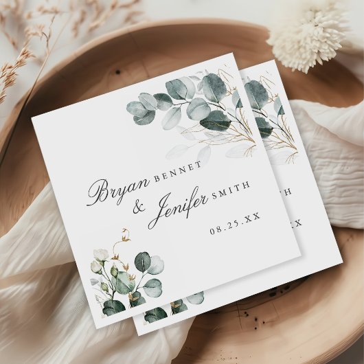 Serviette En Papier Rustique Botanique Eucalyptus Mariage de verdure
