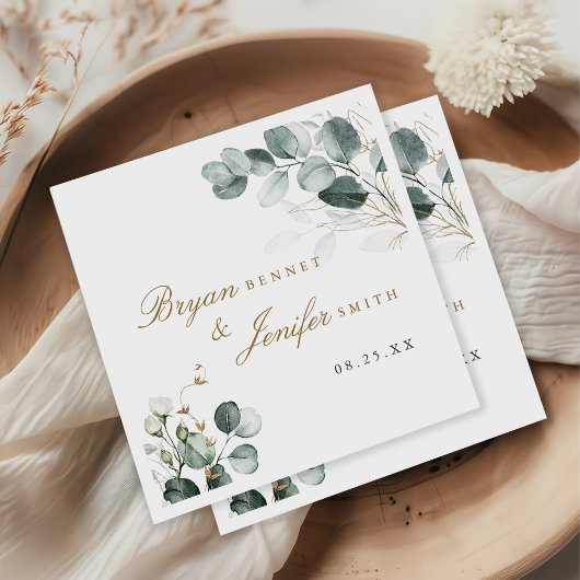 Serviette En Papier Rustique Botanique Eucalyptus Mariage de verdure