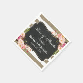 Serviette En Papier Rustique Botanique Floral Burlap Stripes Amour Mer (Coin)