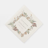 Serviette En Papier Rustique Botanique Tons de la Terre Mariages Noms (Coin)