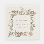Serviette En Papier Rustique Botanique Tons de la Terre Mariages Noms (Devant)