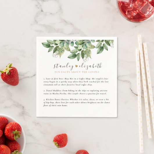Serviette En Papier Rustique Botanique Vert & Or Mariage Foliage (En situation)