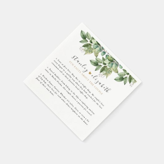 Serviette En Papier Rustique Botanique Vert & Or Mariage Foliage (Coin)