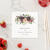 Serviette En Papier Rustique Bourgogne Automne Floral Mariage élégant (En situation)