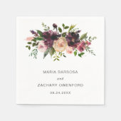 Serviette En Papier Rustique Bourgogne Automne Floral Mariage élégant (Devant)