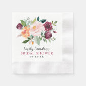 Serviette En Papier Rustique Bourgogne Blush Automne Fête des mariées (Devant)