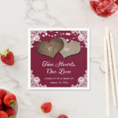 Serviette En Papier Rustique Bourgogne Burlap Lace String Mariage (En situation)