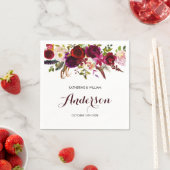 Serviette En Papier Rustique Bourgogne Marsala Chic Floral Mariage (En situation)