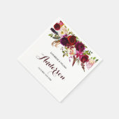 Serviette En Papier Rustique Bourgogne Marsala Chic Floral Mariage (Coin)
