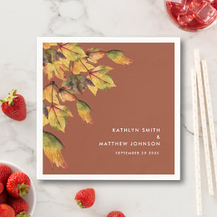 Serviette En Papier Rustique Brown Autumn Foliage Mariage de automne P