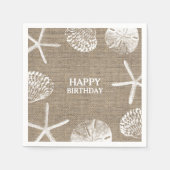 Serviette En Papier Rustique Burlap Beach Thème Coquillages Anniversai (Devant)