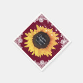 Serviette En Papier Rustique Burlap Dentelle Bourgogne Mariage de tour (Coin)