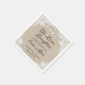 Serviette En Papier Rustique Burlap et dentelle heureux toujours après (Coin)