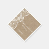Serviette En Papier Rustique Burlap et dentelle Mariage Personnalisé (Coin)