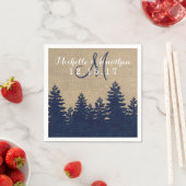 Serviette En Papier Rustique Burlap Pine Trees Mariage d'hiver Napkin (En situation)
