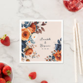 Serviette En Papier Rustique Burnt Orange et Mariage bleu (En situation)