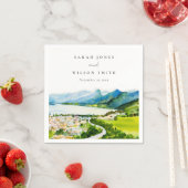 Serviette En Papier Rustique Campagne Lake Village Mariage paysager (En situation)