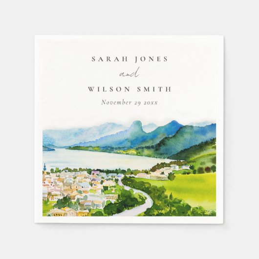 Serviette En Papier Rustique Campagne Lake Village Mariage paysager (Devant)