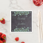 Serviette En Papier Rustique Chalkboard Eucalyptus Mariage de verdure (En situation)
