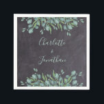 Serviette En Papier Rustique Chalkboard Eucalyptus Mariage de verdure<br><div class="desc">Ajoutez la touche finale à votre mariage avec ces serviettes rustiques en damier et mariage eucalyptus. Parfait pour votre mariage après la fête et la réception. Personnalisez avec des noms. Découvrez notre collection de mariages pour des invitations uniques à des mariages verdoyants, des cadeaux de fête et plus encore! DROIT...</div>