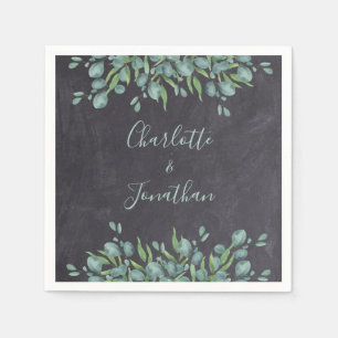 Serviette En Papier Rustique Chalkboard Eucalyptus Mariage de verdure
