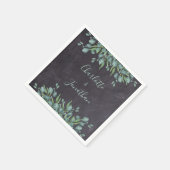 Serviette En Papier Rustique Chalkboard Eucalyptus Mariage de verdure (Coin)