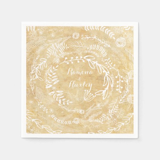 Serviette En Papier Rustique Chalkboard Floral Garland (Devant)